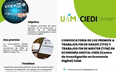 V CONVOCATORIA DE LOS PREMIOS CIEDI A TFG Y TFM EN ECONOMÍA DIGITAL 